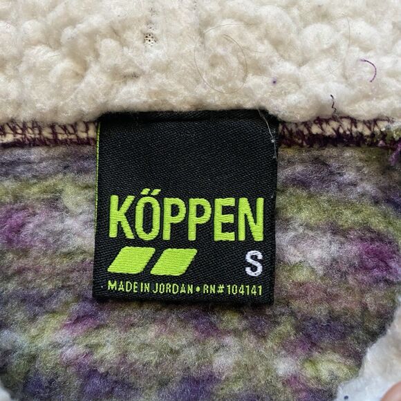 KOPPEN S Purple Nordic Fair Isle Sherpa Hooded Knit Sweater Pullover Ski Winter - Picture 8 of 16